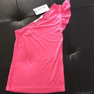 One shoulder frill tank XS